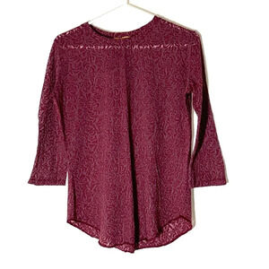 Zara Trafulac Jacquard Burgundy Top Size Medium